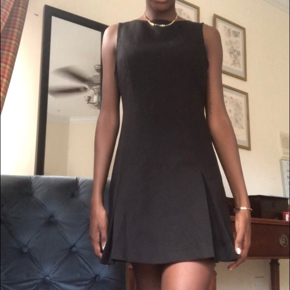 Black Pleated A-line Dress